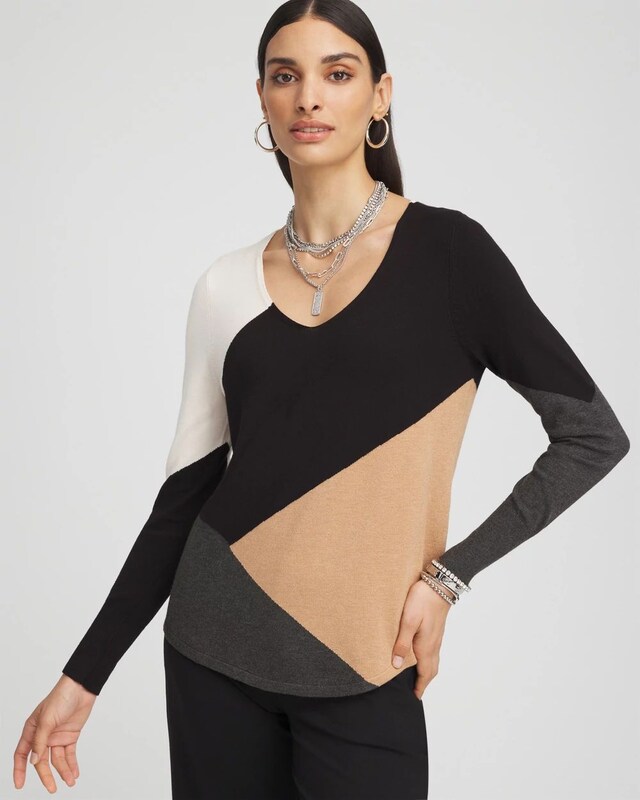 Colorblock V-Neck Pullover - image 1